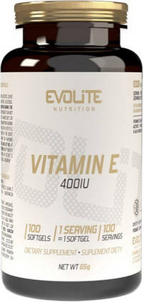 Вітамін Е Evolite Nutrition Vitamin E 400IU 100 sgels, фото 1