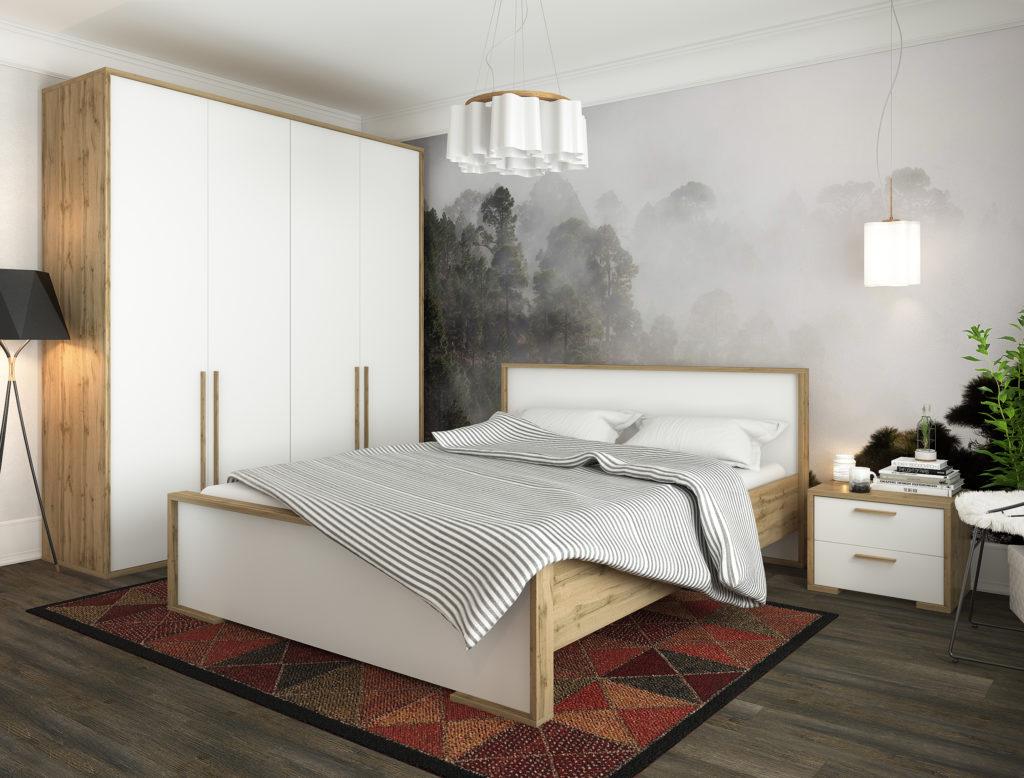 Сучасна модульна набірна спальня в скандинавському стилі з великою шафою Франческа Сокме білий дуб вотан