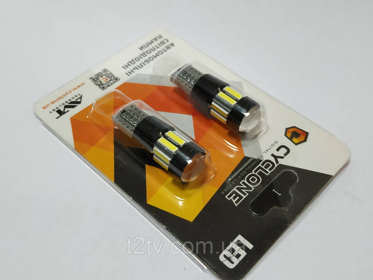 Лампочка без цок.Т10 10LED CAN 7020-10 12V Cyclone 067 (220 lumen), фото 1