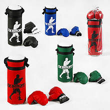 Дитяча груша для боксу підвісна Full contact Б17089 Середня, 4 кольори, висота 47 см, з рукавичками