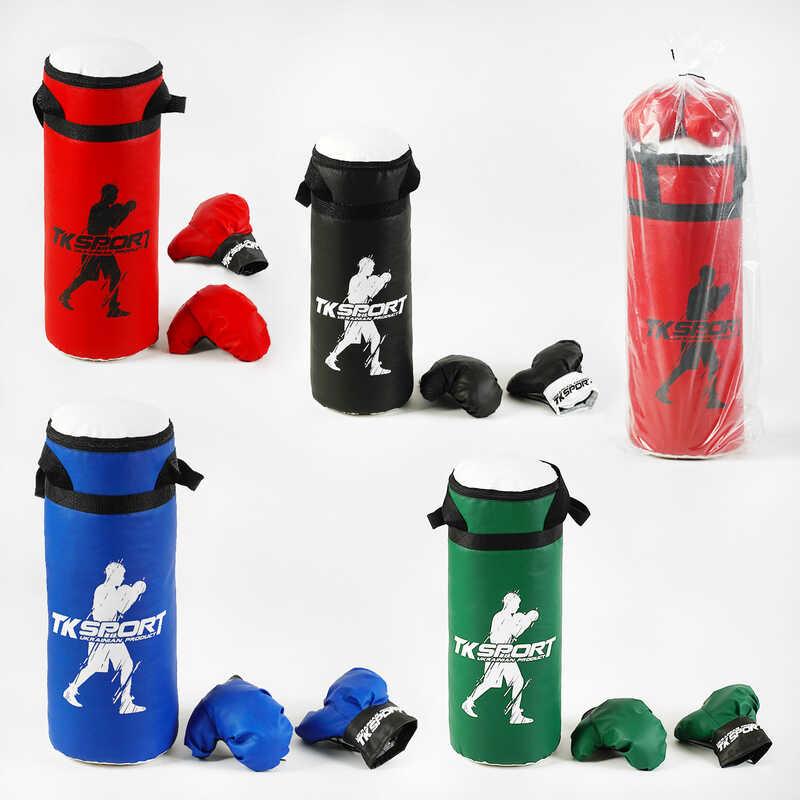 Дитяча груша для боксу підвісна Full contact Б90122 Велика, 4 кольори, висота 55 см, з рукавичками, фото 1