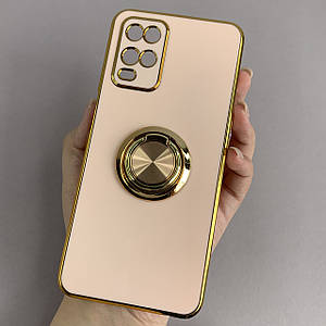 Чохол для Oppo A54 глянцевий чохол з кільцем тримачем на телефон оппо а54 пудровий l7h