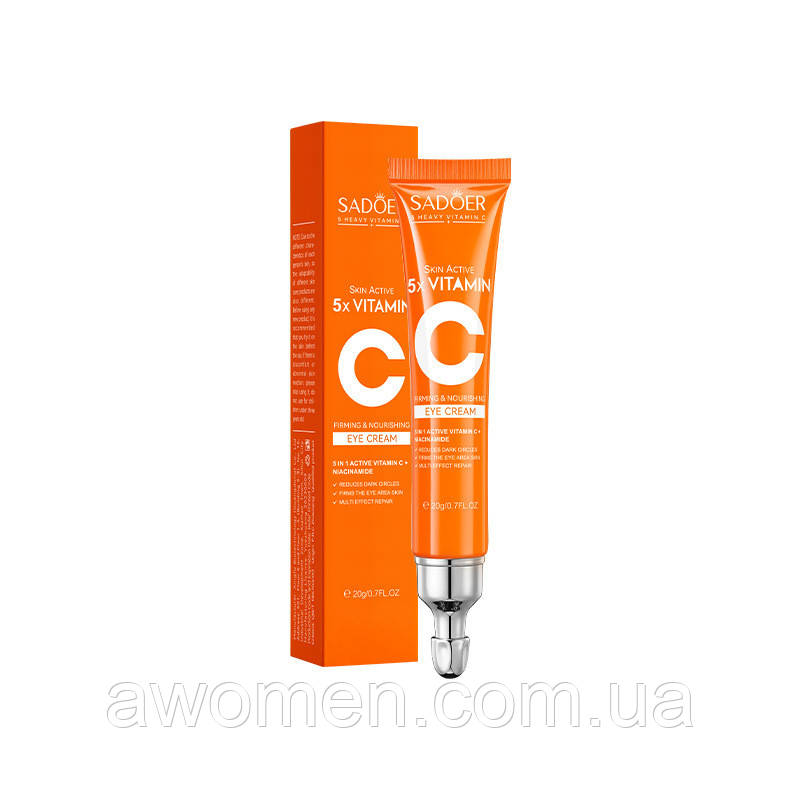 Крем для шкіри навколо очей Sadoer Vitamiv C, 5x Vitamin Eye Cream, з вітаміном С, 20 g