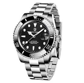 Чоловічий механічний годинник Pagani Design PD-1661 Submariner Silver-Black