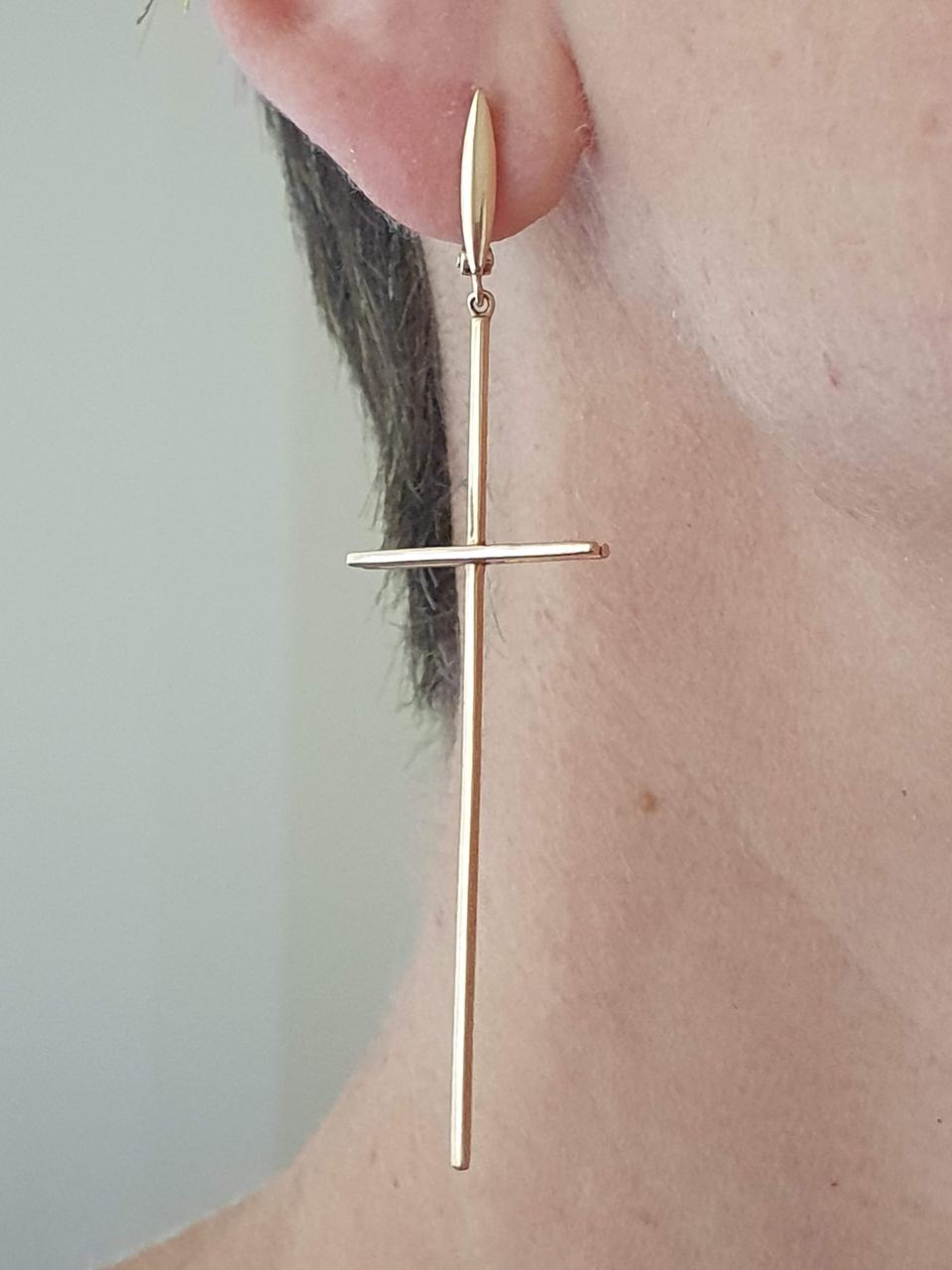 Золоті сережки Хрестики. 1С283/00Б