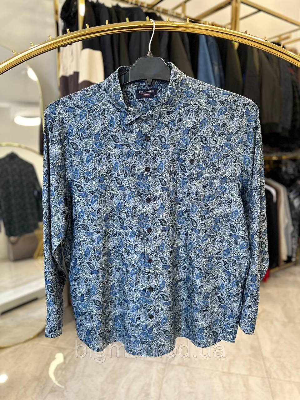 Чоловіча трикотажна сорочка IFC 3680 батал 1-6XL синя