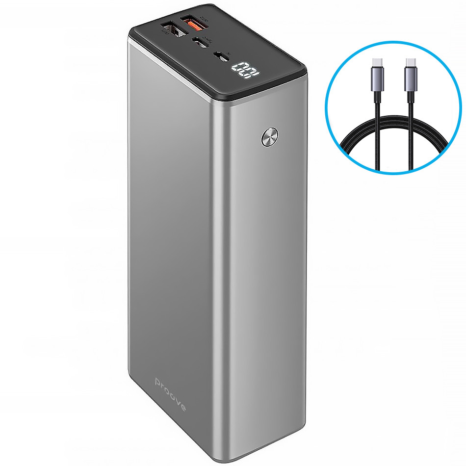 Зовнішній акумулятор повербанк для ноутбука Proove Metalskin 65W 30000mAh Power Bank (сірий)