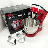 Планетарний міксер тістоміс з чашею для дому Domotec MS-1368 1500W Червоний, фото 2