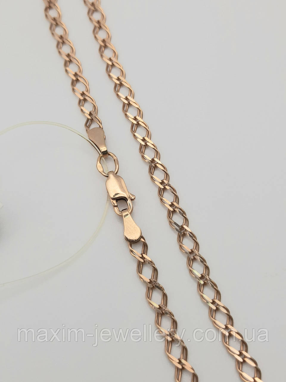 Ланцюжок "Ромб" (5мм) із червоного золота, фото 1