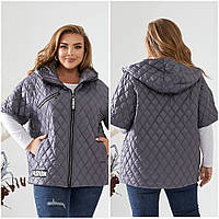Женский жилет большого размера. Демисезонная жилетка женская с капюшоном р-48-58 безрукавка женская стеганая