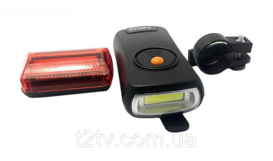 Ліхтарик велосипедний зі стопом X-Balog BL-908 COB, фото 1