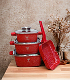 Набір каструль Top Kitchen (3 каструлі+сковорідка) Червоний, фото 4