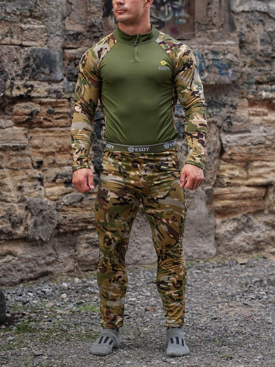 Термобілизна тактична Woodland , чоловіча термобілизна на мікрофлісі, тепла фірмова термобілизна