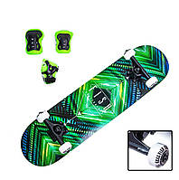Скейтборд FISH Rhombus Green із захистом у комплекті. Навантаження до 90 кг
