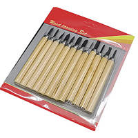 Набір стамесок для різьблення, світлі ручки, чорні наконечники, 12шт у блістері