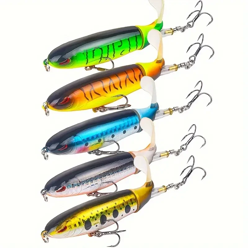 Воблер Topwater Popper з обертовим хвостом 360° та потрійними гачками