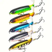 Воблер Topwater Popper з обертовим хвостом 360° та потрійними гачками