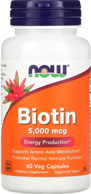 Біотин для волосся, нігтів і шкіри Now Foods Biotin 5,000 мкг 60 капсул