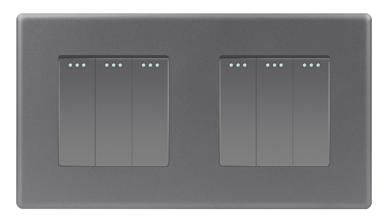 Подвійний вимикач 1DAL | Сірий, 3+3 клавіші (P157-SW3GX2.GR)