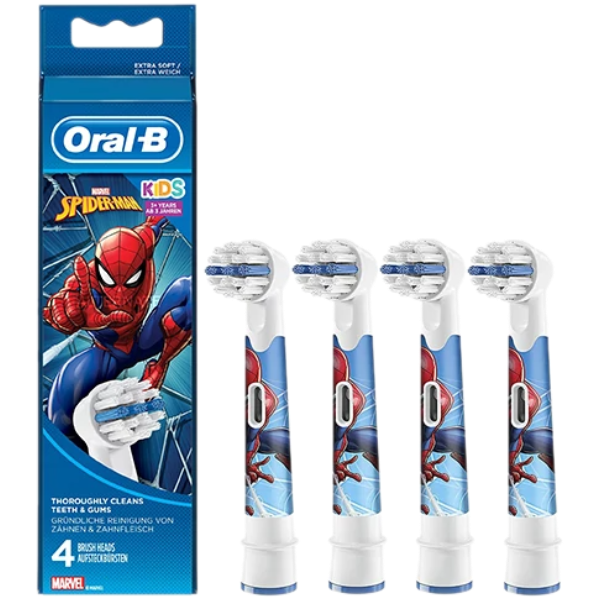 Насадка для електричної зубної щітки Oral-B Kids Stages Power EB10 Spider-Man (Людина-Павук) White (4 шт.)