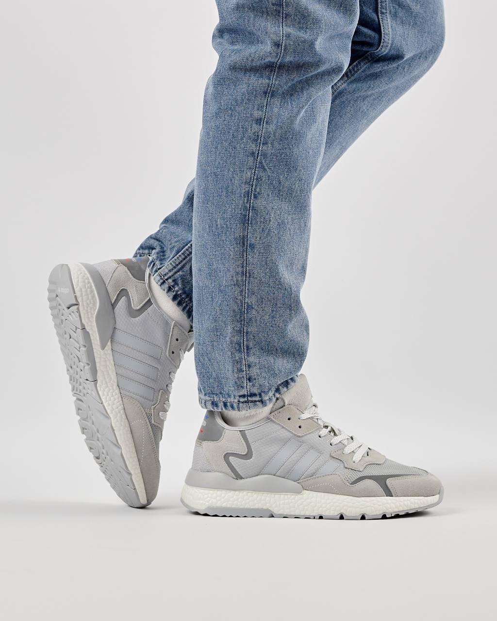 Чоловічі кросівки замша текстиль Adidas Nite Jogger Gray, кеди чоловічі Адідас замшеві сірі. Чоловіче взуття