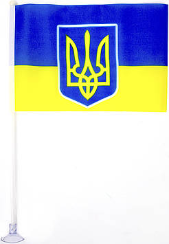 Прапорець України герб 21х14см з присоскою №780011(10)(2500)