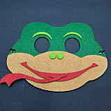 Маскарадна маска "Змія", маска з фетру змії, дитяча маска, костюм змії, морда змії, фото 3