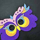 Маскарадна маска "Сова", маска з фетру сови, дитяча маска, костюм філіна, морда сови, фото 4