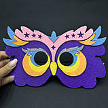 Маскарадна маска "Сова", маска з фетру сови, дитяча маска, костюм філіна, морда сови, фото 2