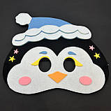 Маскарадна маска "Пінгвін", маска з фетру пінгвіна, дитяча маска, костюм пінгвіна, морда пінгвіна, фото 5