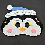 Маскарадна маска "Пінгвін", маска з фетру пінгвіна, дитяча маска, костюм пінгвіна, морда пінгвіна, фото 3