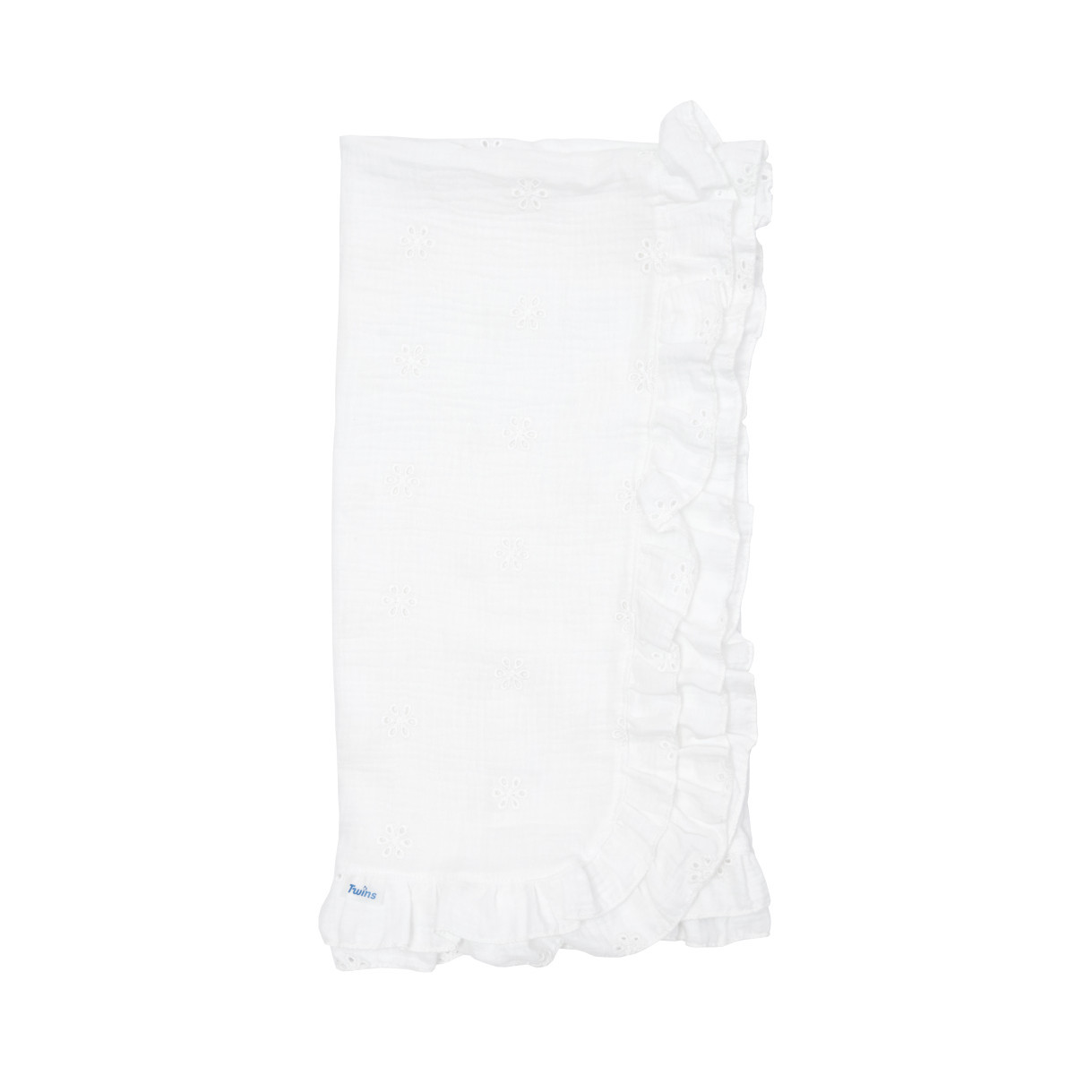 Плед мусліновий Twins Flower з рюшкою 100х100, white