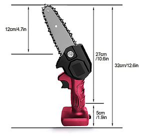 Міні-пила ланцюгова акумуляторна 4 дюйми (10 см) Tuimiyisou 21В / кейс, фото 2