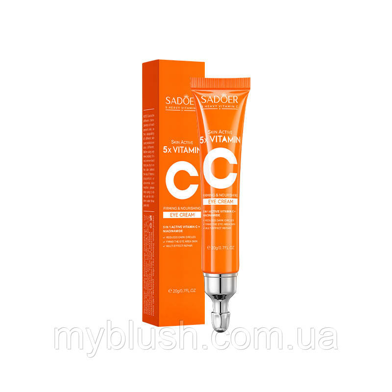 Крем для шкіри навколо очей Sadoer Vitamiv C, 5x Vitamin Eye Cream, з вітаміном С, 20 g