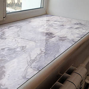 Покриття для підвіконня, м'яке скло з фотодруком Бузковий мармур, 1,2 мм (350х1000)