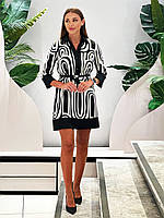 Плаття атласне до коліна 3/4 рукав чорне з білим Жіночі атласні сукні великих і малих розмірів,Туречина батал