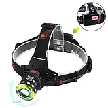 Ліхтар налобний Police T105-T6+COB, 2x18650, zoom, ЗП microUSB, Box, фото 2