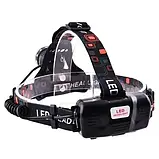 Ліхтар налобний Police T105-T6+COB, 2x18650, zoom, ЗП microUSB, Box, фото 3