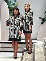 Плаття атласне до коліна 3/4 рукав чорне з білим Жіночі атласні сукні великих і малих розмірів,Туречина батал