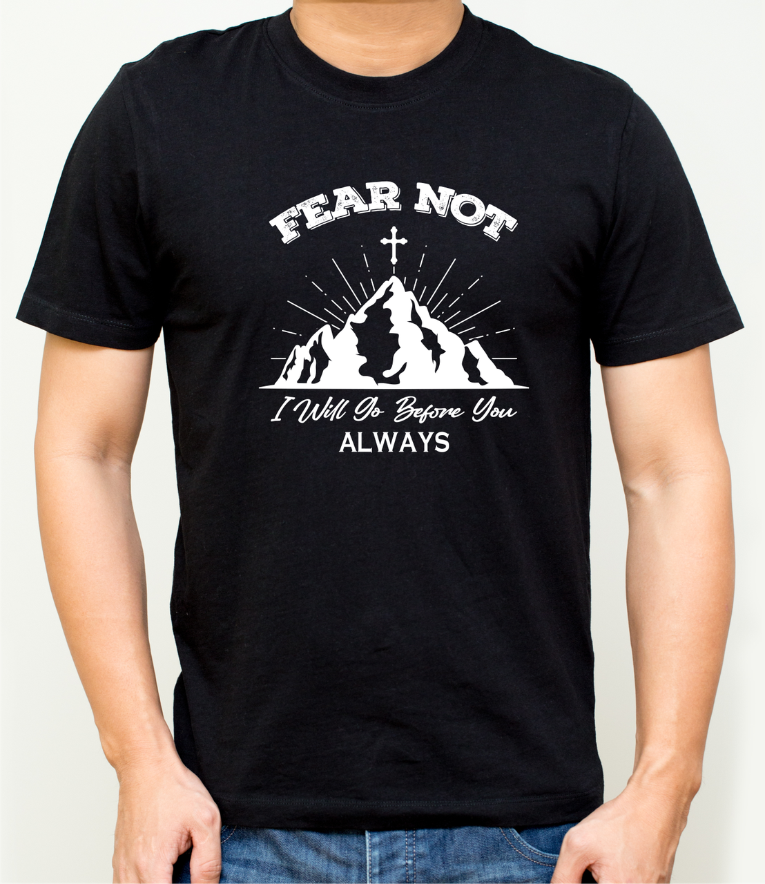 Релігійні футболки з православним написом Fear Not (Не бійся), християнські бавовняні х/б розмір S, фото 1