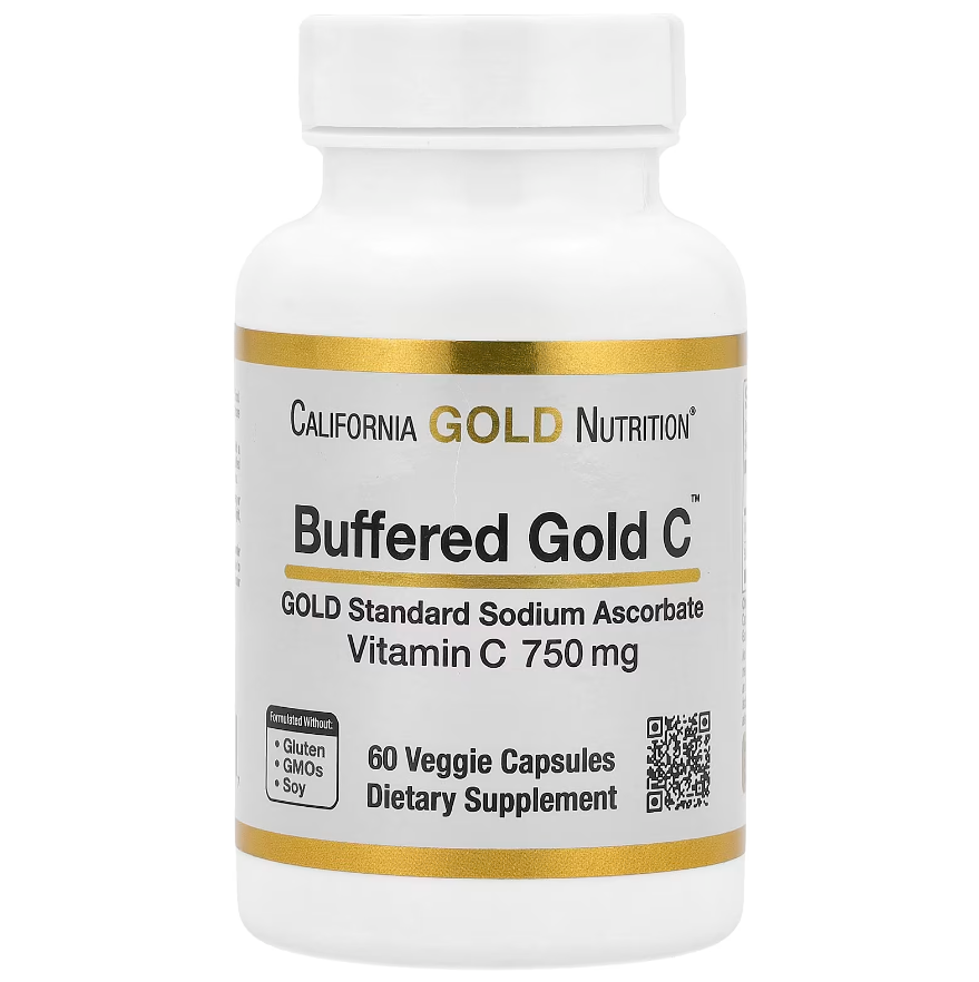 Буферизований вітамін C 750мг (Buffered Gold) California Gold Nutriion 60 вегетаріанських капсул