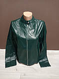 Підліткова куртка "Клас" для дівчинки піджак з екошкіри на блискавці на 13-18 років чорна синя зелена блакитна, фото 4