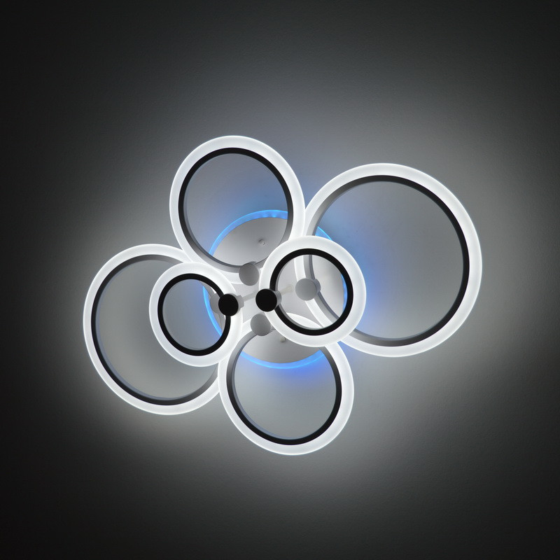 Біла світлоідодна люстра з підсвіткою F+Light 158W до 25 м² колір Білий LD3584-6-RGB, фото 1