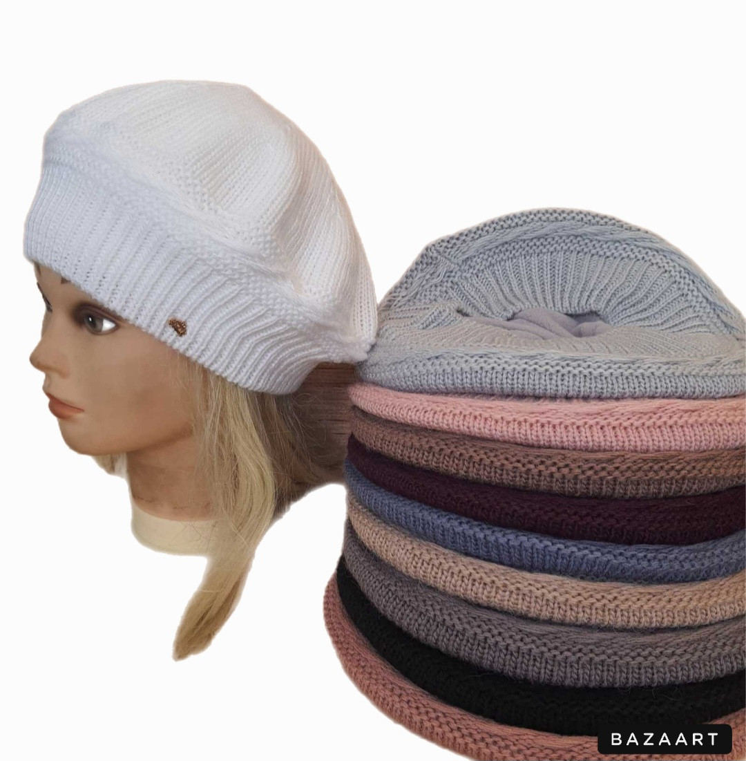 Оптом Берет жіночий зима на флісі Коса