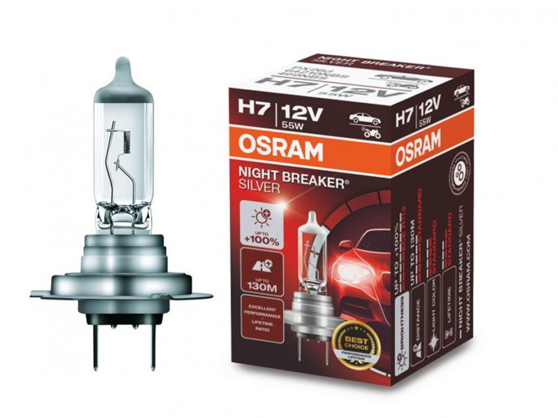 Галогенова лампа Osram H7 64210NBS Night Breaker Silver +100 55W 12V PX26d