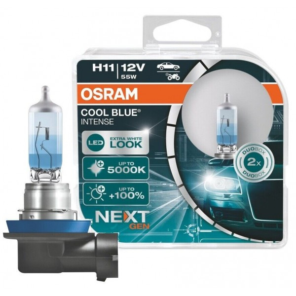 Комплект галогенових ламп Osram H11 12V 55W PGJ19-2 Cool Blue Intense Next Gen +100% 2шт/комп (64211CBN-HCB), фото 1