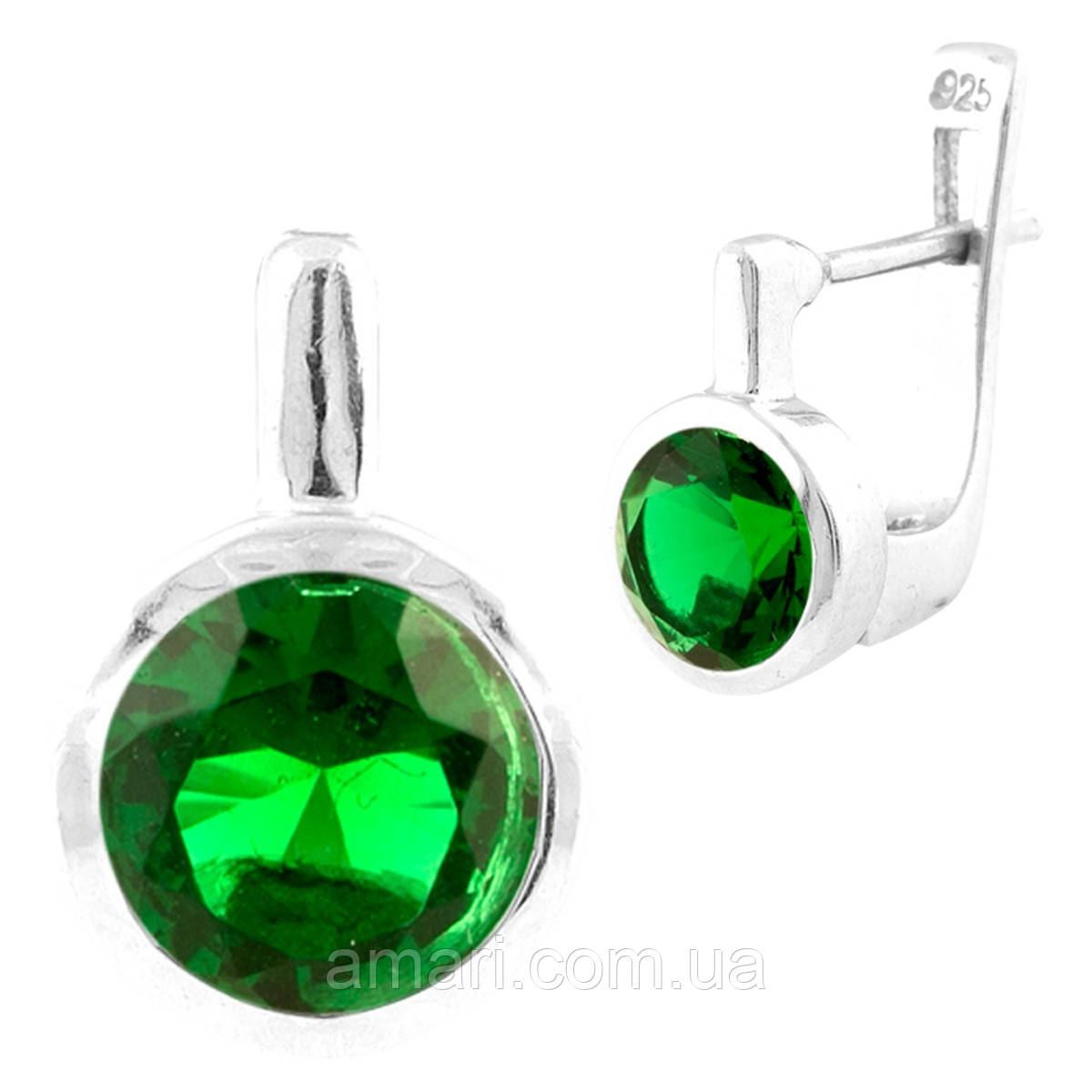 Срібні сережки Komilfo зі смарагдом nano 1.225ct (0917863)