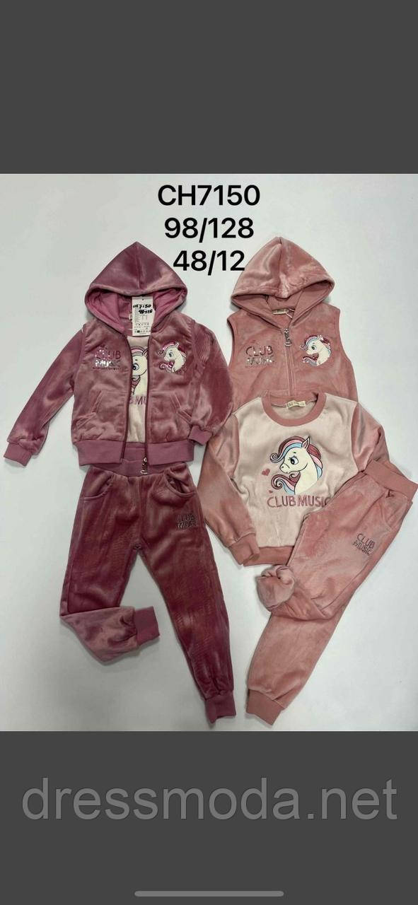 Утеплені велюрові костюми для дівчат S&D 98-128cm.
