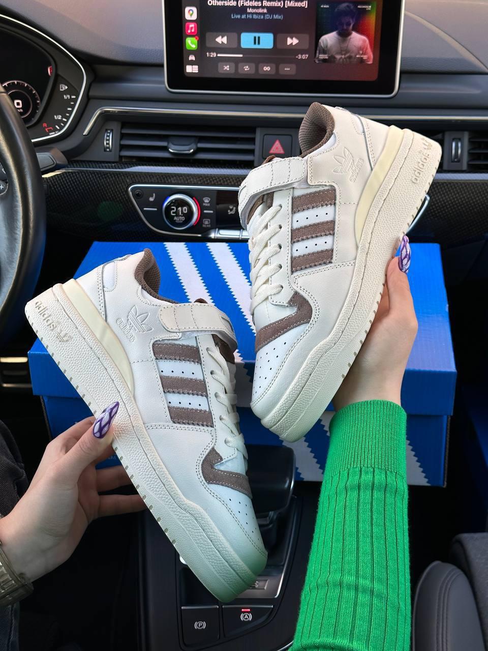 Жіночі шкіряні кросівки Adidas Forum 84 Low Beige Brown, кеди жіночі Адідас бежеві 36