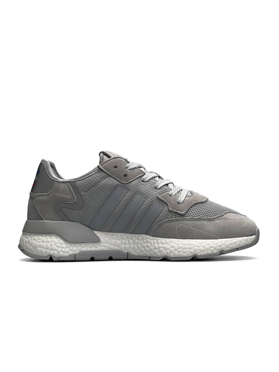 Чоловічі кросівки замша текстиль Adidas Nite Jogger Gray, кеди чоловічі Адідас замшеві сірі 41